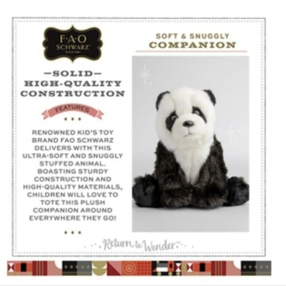 COPY - FAO Schwarz 10 Inch Panda Plush Stuffed Animal NWTs - Picture 3 of 5